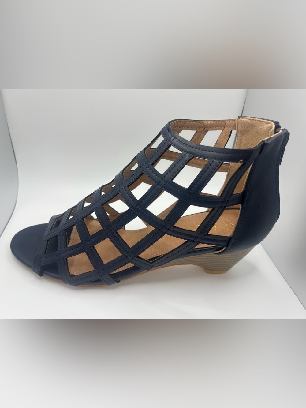 Henry Ferrera Bologna Women’s Open Toe Sandals Navy Size 8.5 - Picture 1 of 9